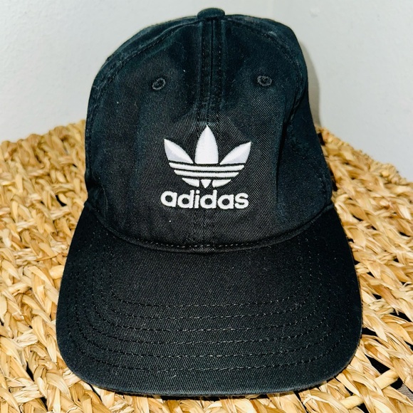 ADIDAS Originals Black Trefoil Logo Strapback Baseball Hat Cap Dad Hat - Picture 1 of 8